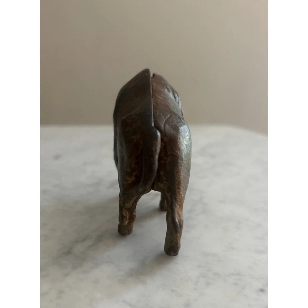 Vintage Cast Iron Buffalo Bison Coin Still Bank 3 1/2